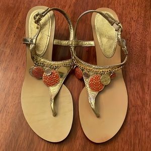 Coach gold wedge sandals